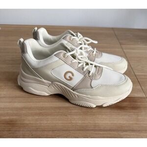 G by GUESS Karva Chunky Sneakers Womens Size 10 Cream Beige Platform Lace Up